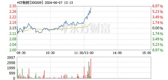 *ST有树（300209）盘中异动 股价振幅达9.77%  上涨7.44%（06-27） suv(467272)